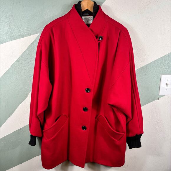 International Scene Women's Size 9/10 Red Vintage Wool Winter MaxiCoat Peacoat - Picture 6 of 16